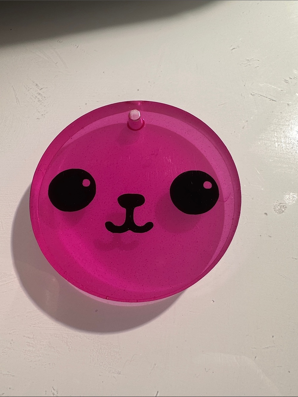 Pink Cute Face Resin Tag